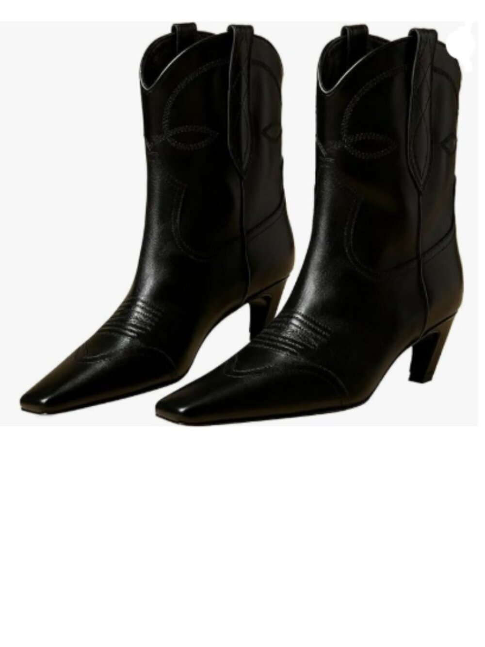 FSJ Black Women Square Toe Comfort Kitten Low Heel Ankle Boot Pull On Bootie